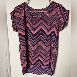 Pink Republic Short Sleeve Chevron Blouse